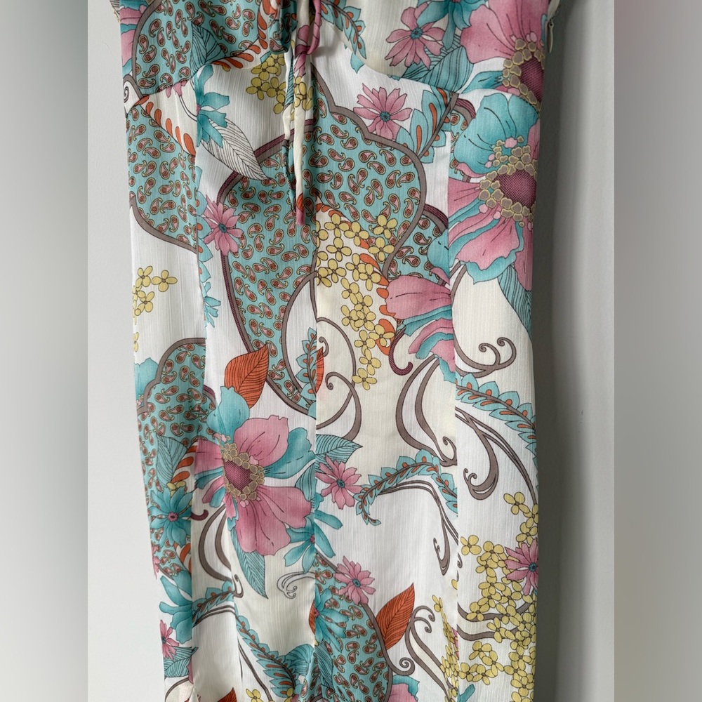 Vintage Y2K Fairycore Floral Paisley Asymmetrical Hem Midi Girlhood Core Dress - Picture 2 of 13